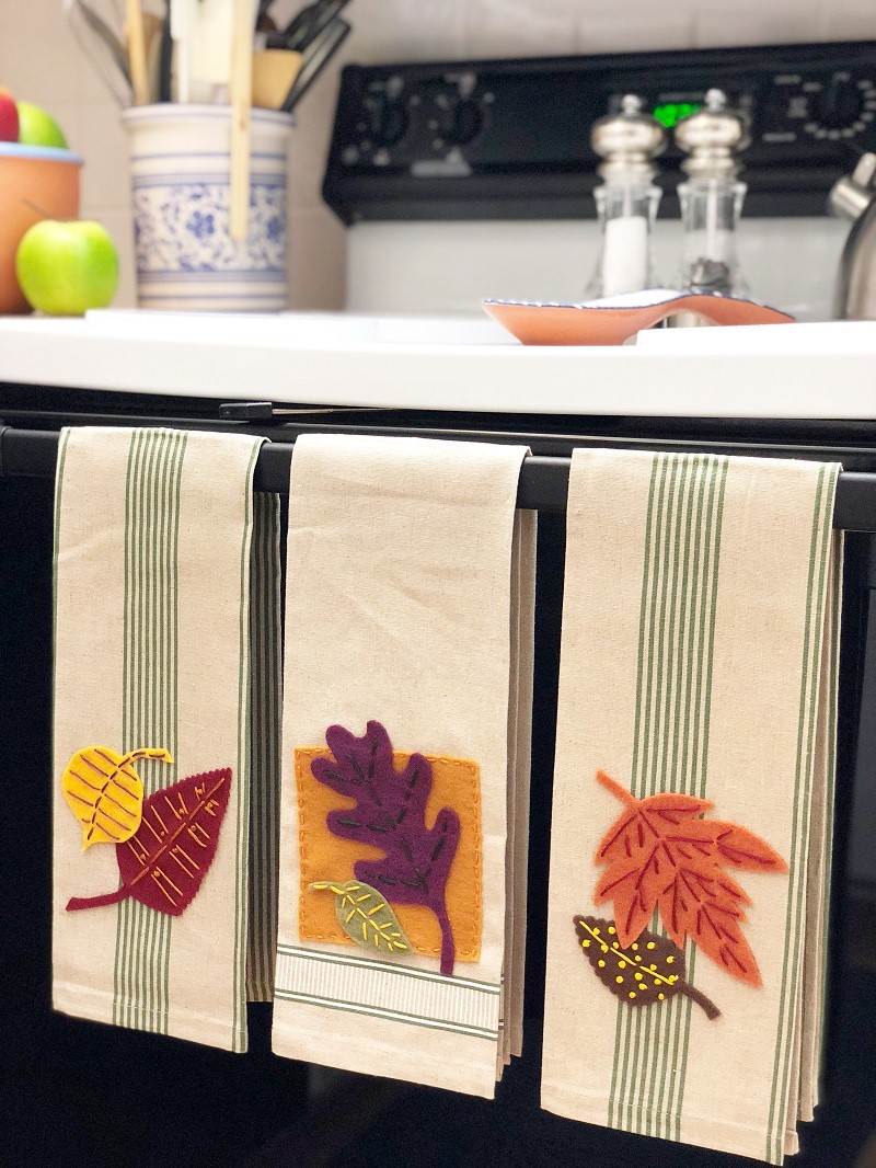 Burgundy Kitchen Towel Embroidered Grateful, Thankful, and Blessed 